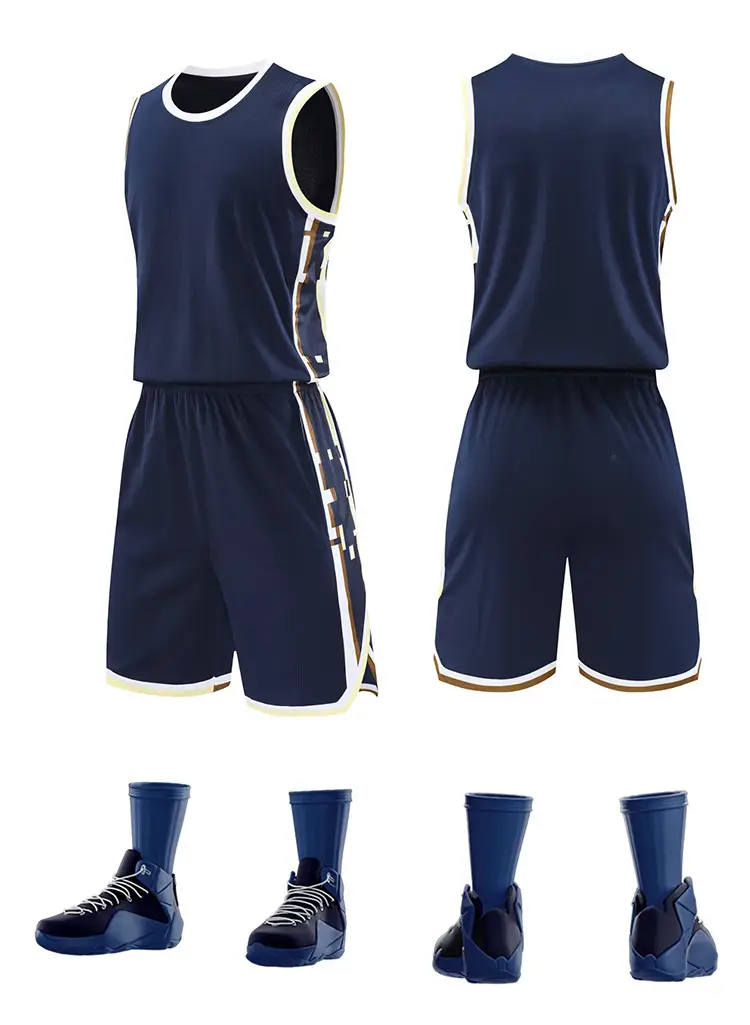 American Basketball Vest Set Navy Blue Sleeveless Game Training — feature 15