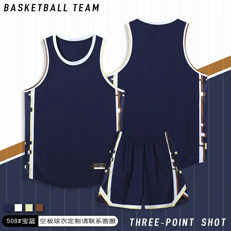 American Basketball Vest Set Navy Blue Sleeveless Game Training - Image 3