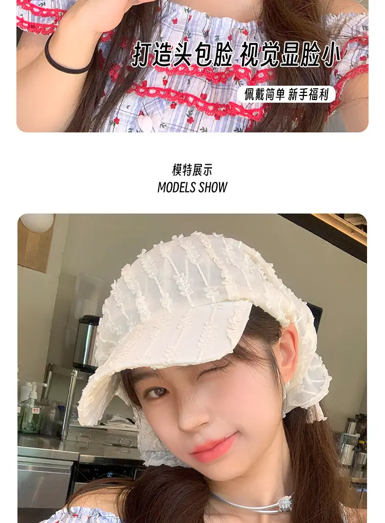French Pastoral Chiffon Lace Tie Cap for Girls — feature 12