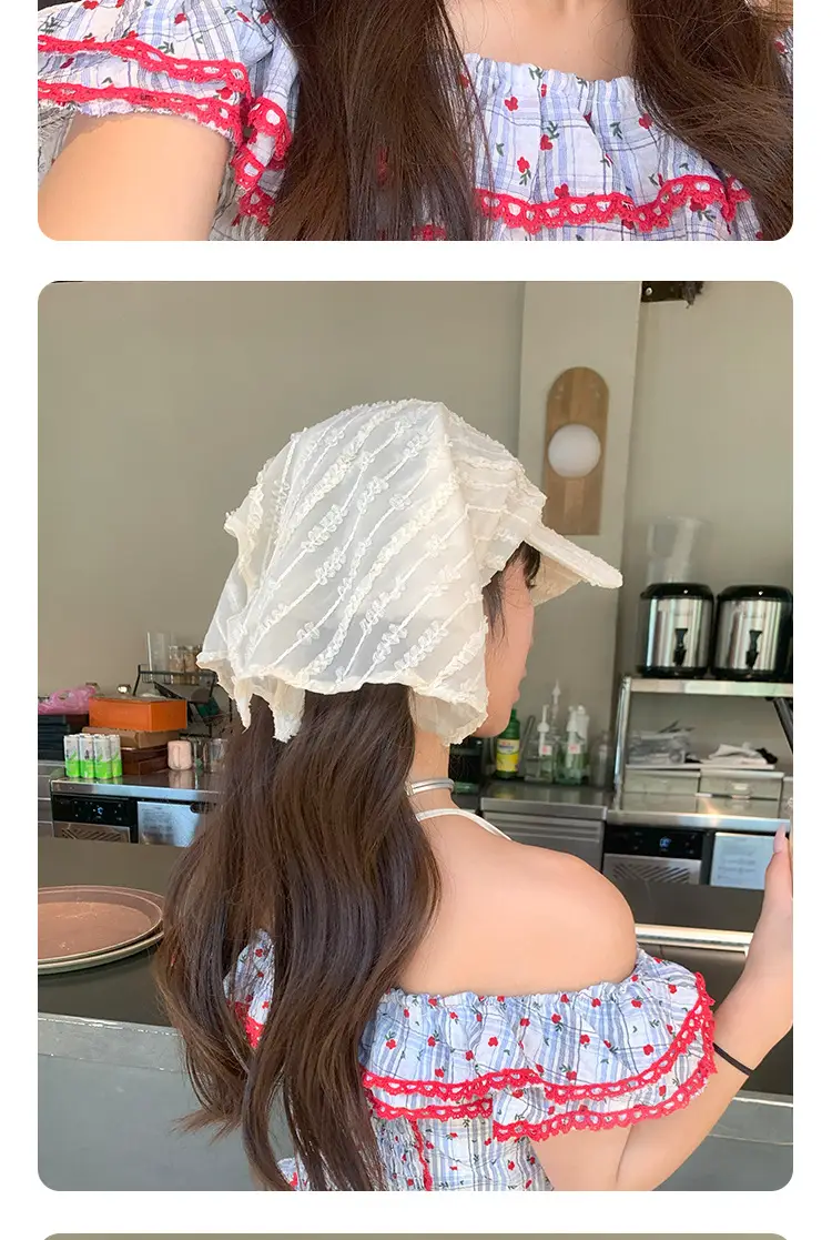 French Pastoral Chiffon Lace Tie Cap for Girls — feature 13