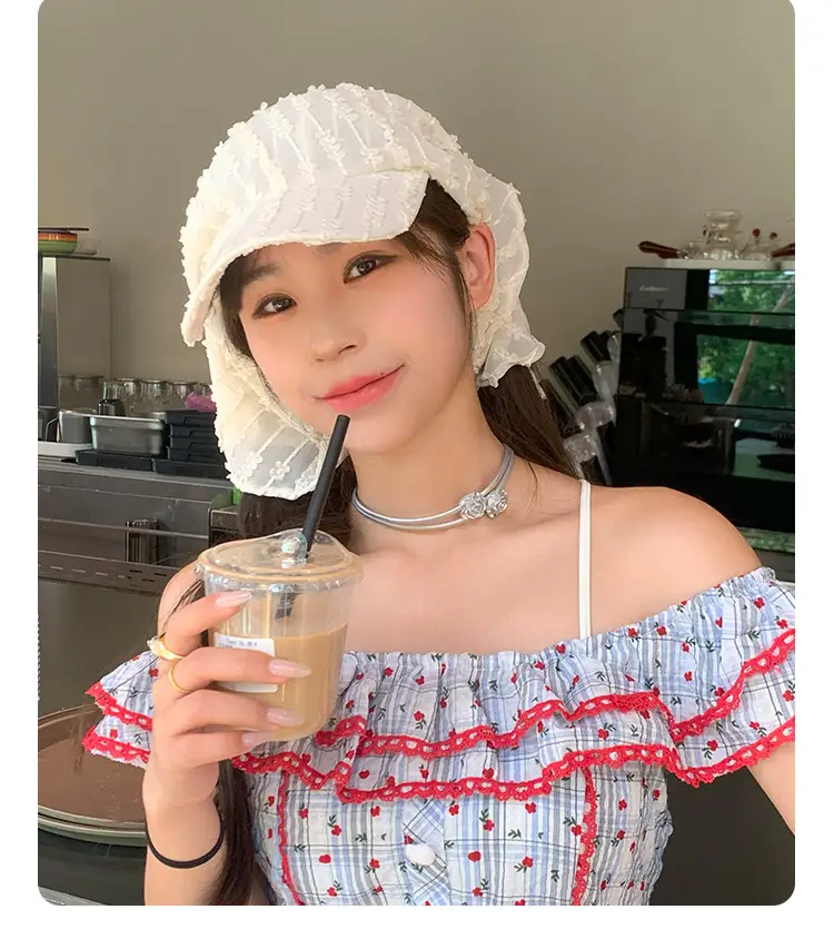 French Pastoral Chiffon Lace Tie Cap for Girls — feature 14