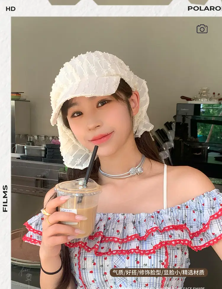 French Pastoral Chiffon Lace Tie Cap for Girls — feature 4