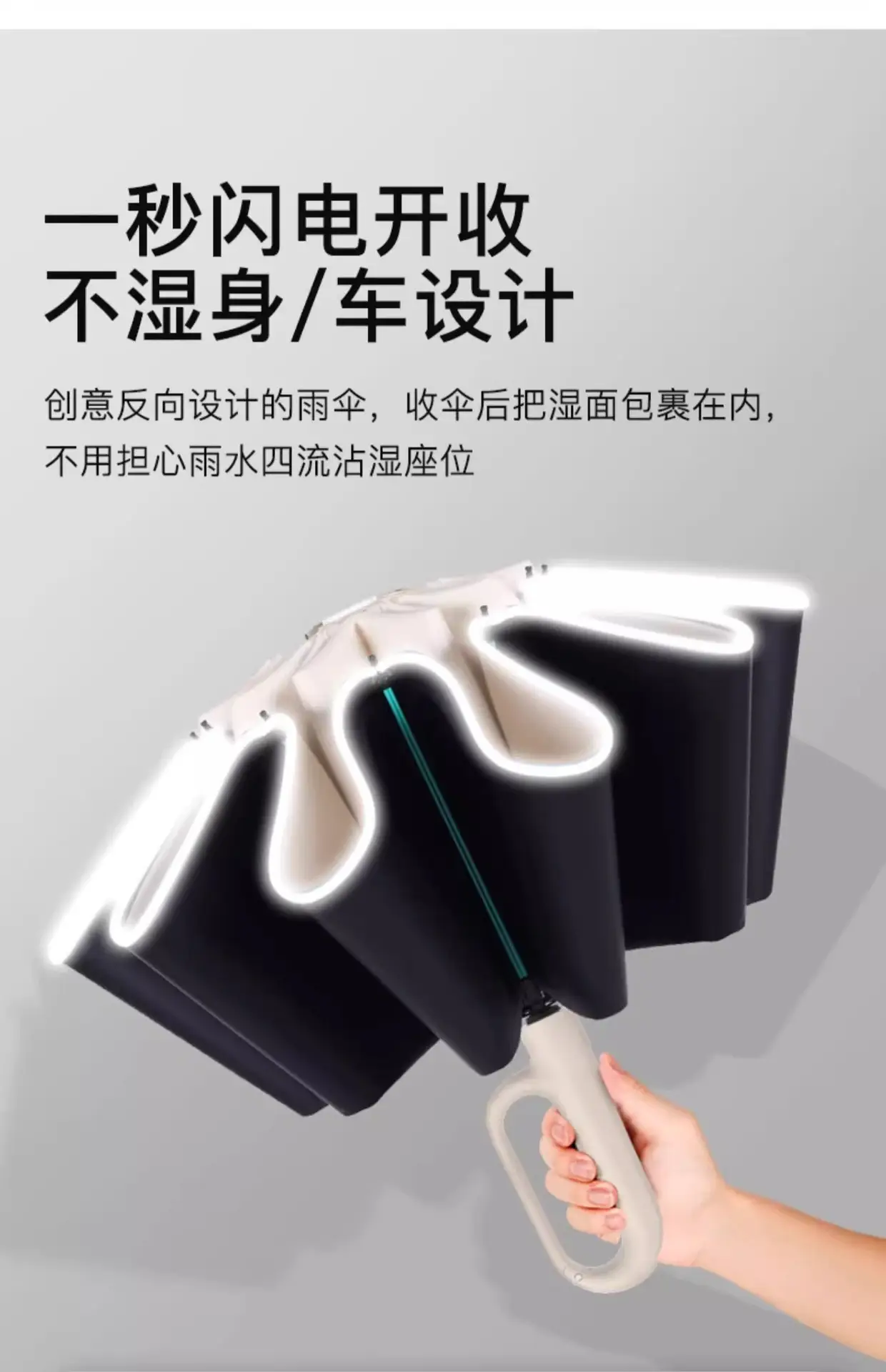 Automatic Ring-Opening Umbrella Lavender Purple — feature 10