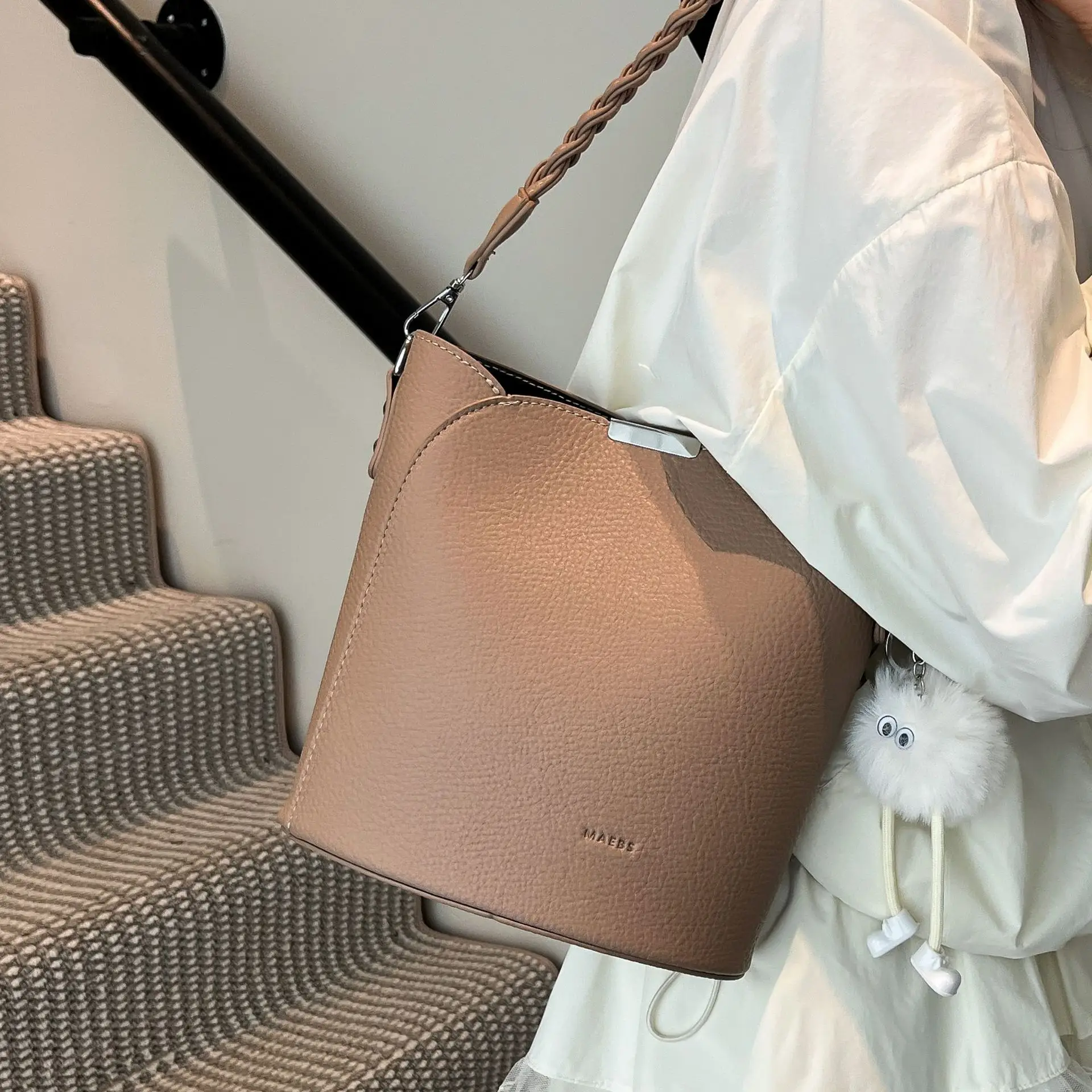 Brown Underarm Bucket Bag for Women New Spring Summer Crossbody - Image 9