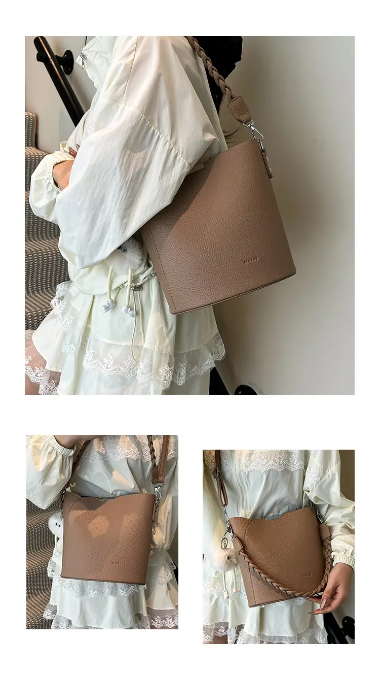 Brown Underarm Bucket Bag for Women New Spring Summer Crossbody — feature 8