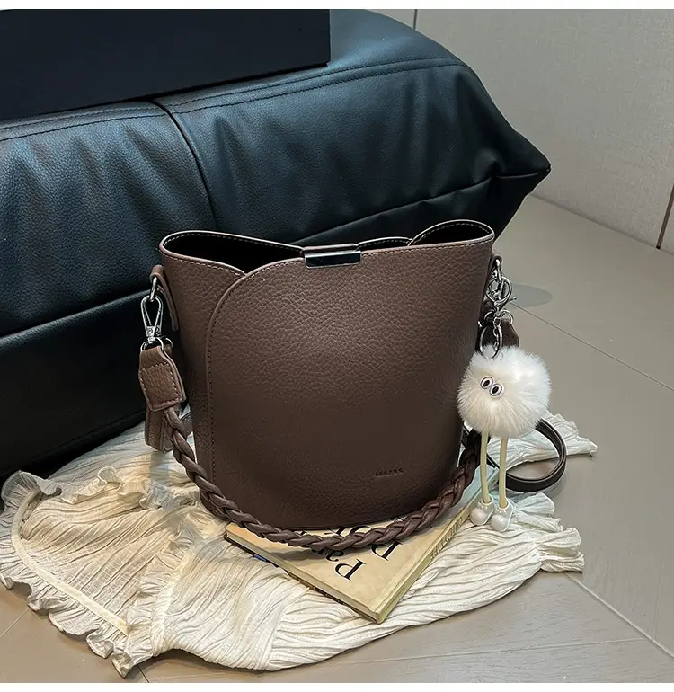 Brown Underarm Bucket Bag for Women New Spring Summer Crossbody - Image 5