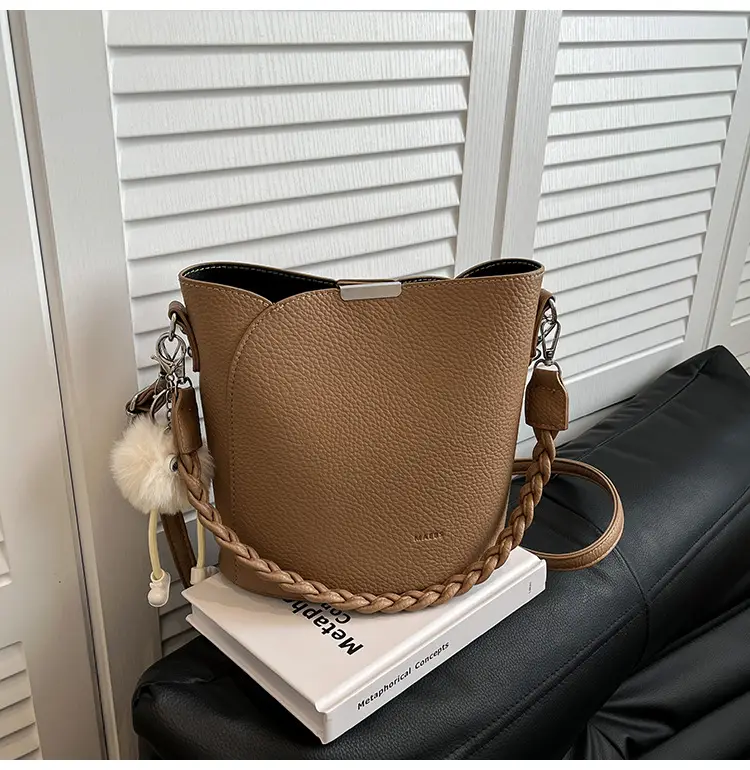 Brown Underarm Bucket Bag for Women New Spring Summer Crossbody - Image 7