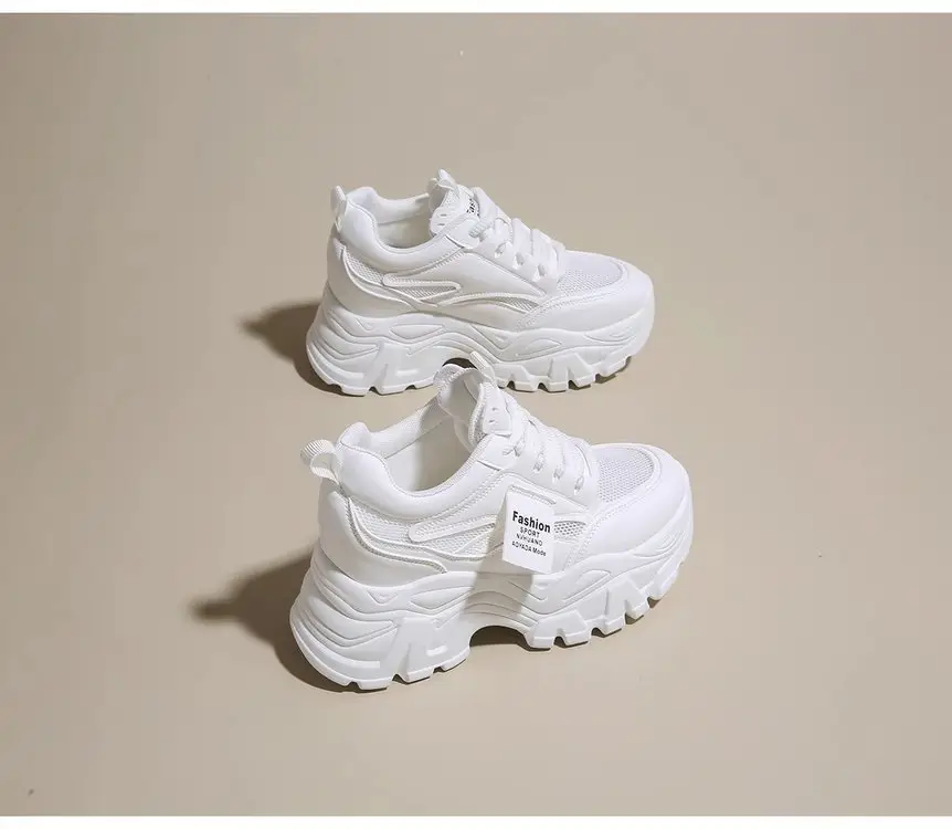 Dad's Shoes Women's 2025 New Summer Mesh Breathable Thin Inner Heightening White Shoes Thick-Soled Sports Shoes Hot Style — feature 15