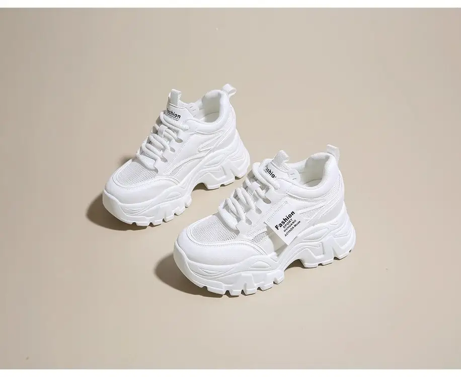 Dad's Shoes Women's 2025 New Summer Mesh Breathable Thin Inner Heightening White Shoes Thick-Soled Sports Shoes Hot Style — feature 17