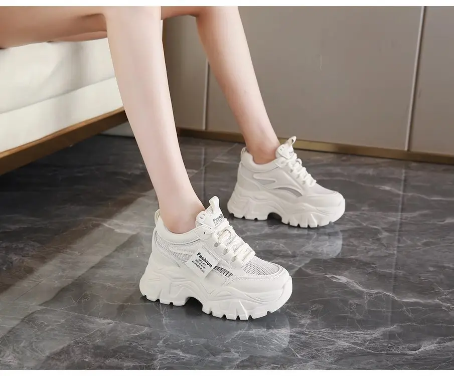 Dad's Shoes Women's 2025 New Summer Mesh Breathable Thin Inner Heightening White Shoes Thick-Soled Sports Shoes Hot Style — feature 6