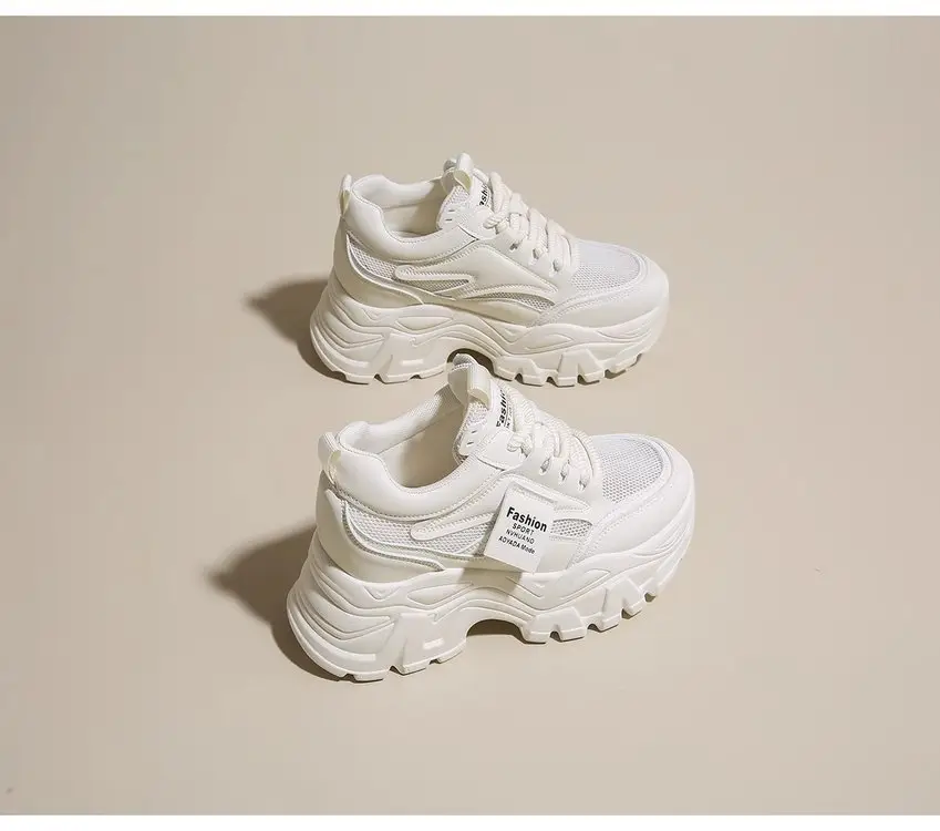 Dad's Shoes Women's 2025 New Summer Mesh Breathable Thin Inner Heightening White Shoes Thick-Soled Sports Shoes Hot Style — feature 9