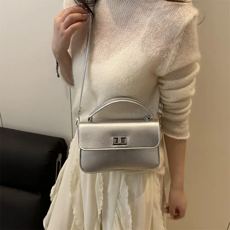Silver Korean Style Women's Crossbody Bag 2025 - Image 8