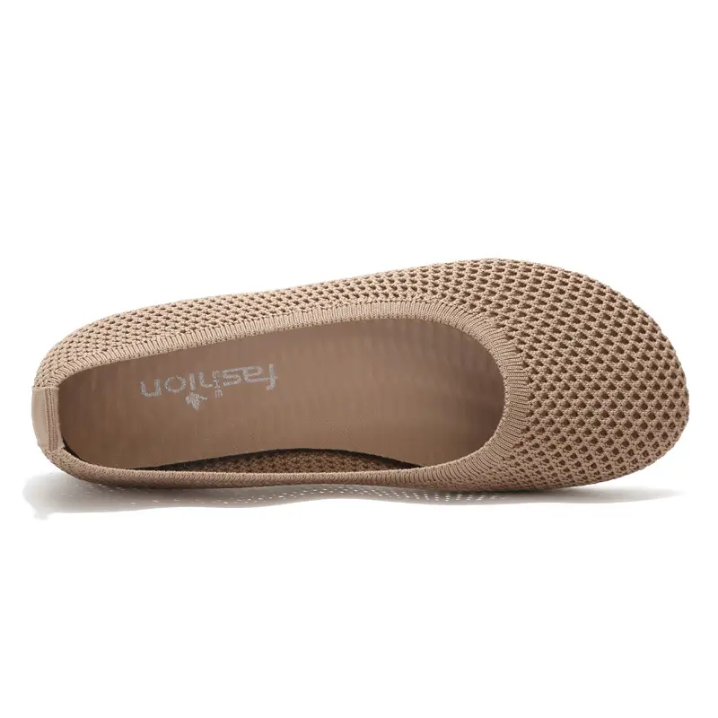 Old Beijing Cloth Shoes Work Shoes Women's Soft Sole Comfortable Work Flat Shoes Flying Woven Breathable Summer Hollow Mesh Sandals - Image 8