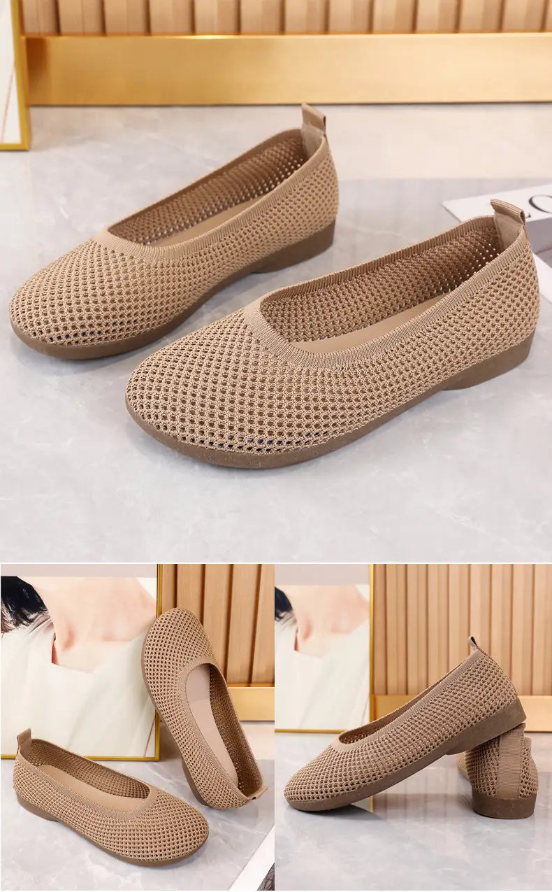 Old Beijing Cloth Shoes Work Shoes Women's Soft Sole Comfortable Work Flat Shoes Flying Woven Breathable Summer Hollow Mesh Sandals — feature 25