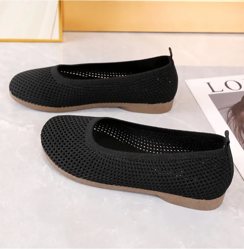 Old Beijing Cloth Shoes Work Shoes Women's Soft Sole Comfortable Work Flat Shoes Flying Woven Breathable Summer Hollow Mesh Sandals — feature 30