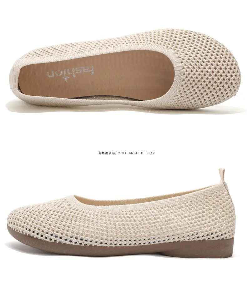 Old Beijing Cloth Shoes Work Shoes Women's Soft Sole Comfortable Work Flat Shoes Flying Woven Breathable Summer Hollow Mesh Sandals — feature 36