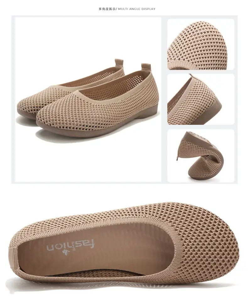 Old Beijing Cloth Shoes Work Shoes Women's Soft Sole Comfortable Work Flat Shoes Flying Woven Breathable Summer Hollow Mesh Sandals — feature 40