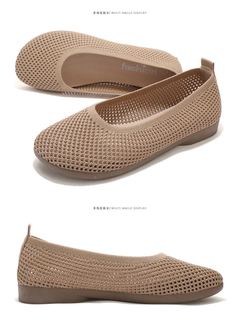 Old Beijing Cloth Shoes Work Shoes Women's Soft Sole Comfortable Work Flat Shoes Flying Woven Breathable Summer Hollow Mesh Sandals — feature 41