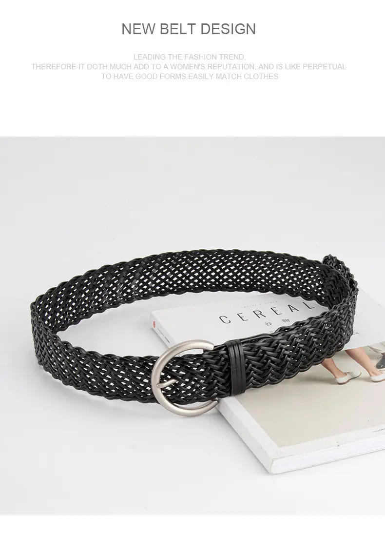 Black Woven Wide Belt for Women Ethnic Style — feature 12