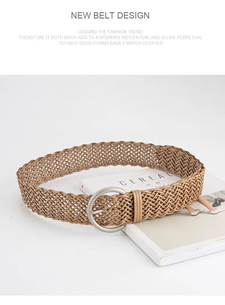 Black Woven Wide Belt for Women Ethnic Style — feature 14