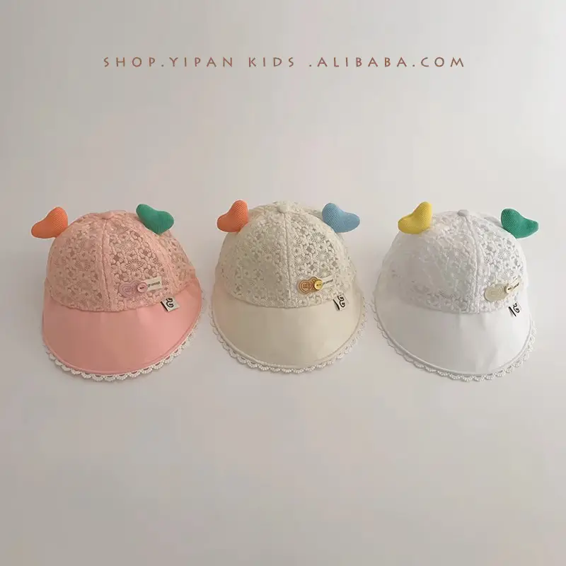 Baby Mesh Sun Hat with Heart Decor - Image 3