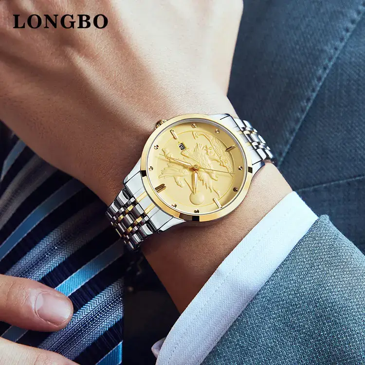 Longbo Gold Silver Chronograph Watch for Men - Image 7