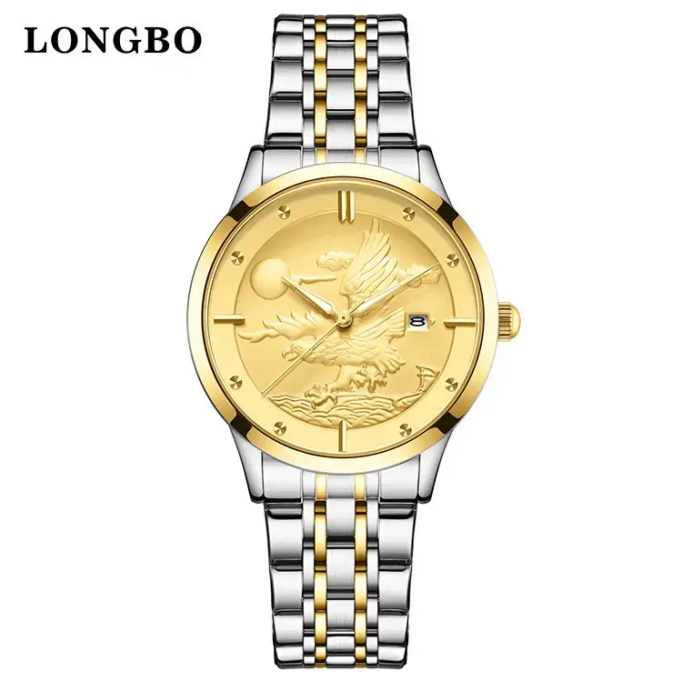 Longbo Gold Silver Chronograph Watch for Men - Image 3
