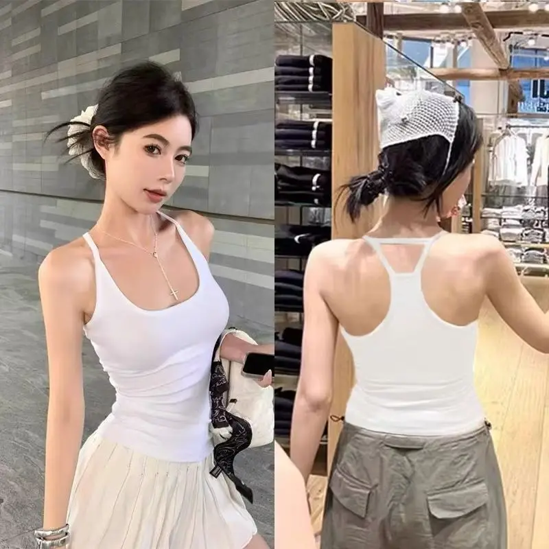 American Hot Girl Small Camisole Women's Comfortable Bottoming with Breast Pads for Outer Wear and Inner Wear Sleeveless Sports Slim Top for Women — feature 9