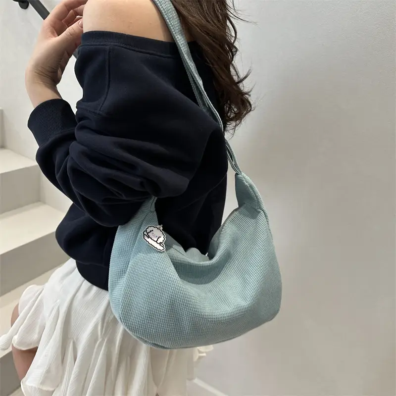 Corduroy Lazy Style Yellow Shoulder Crossbody Bag for Women - Image 11