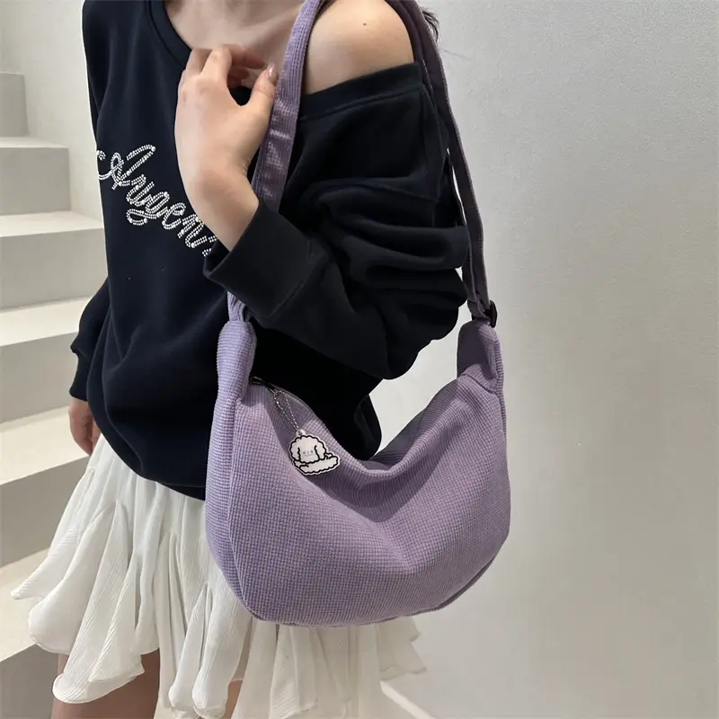 Corduroy Lazy Style Yellow Shoulder Crossbody Bag for Women - Image 12