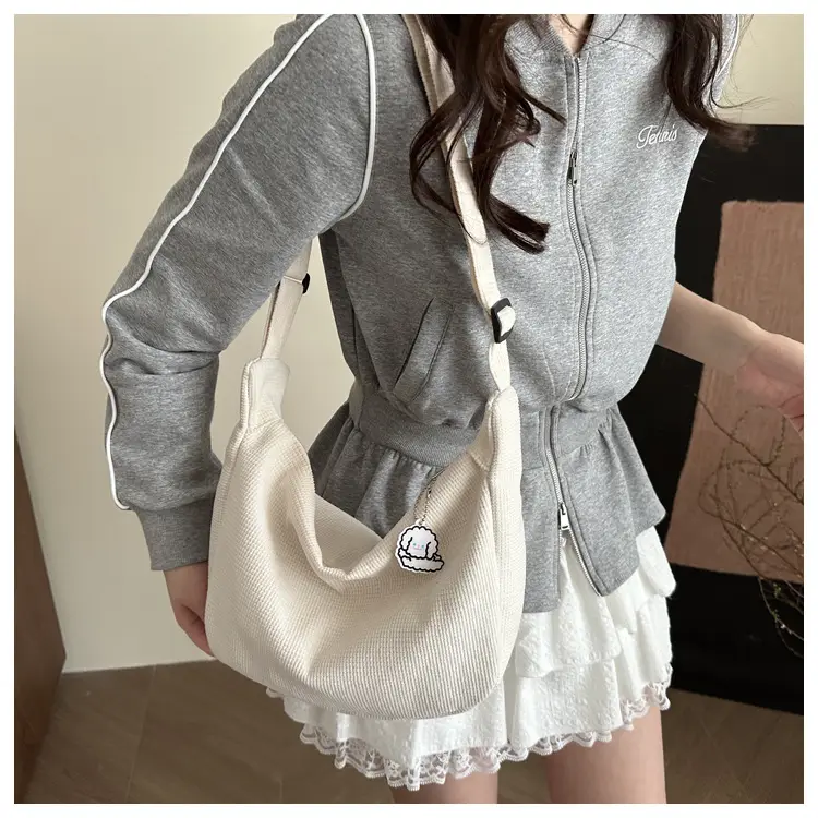 Corduroy Lazy Style Yellow Shoulder Crossbody Bag for Women — feature 11