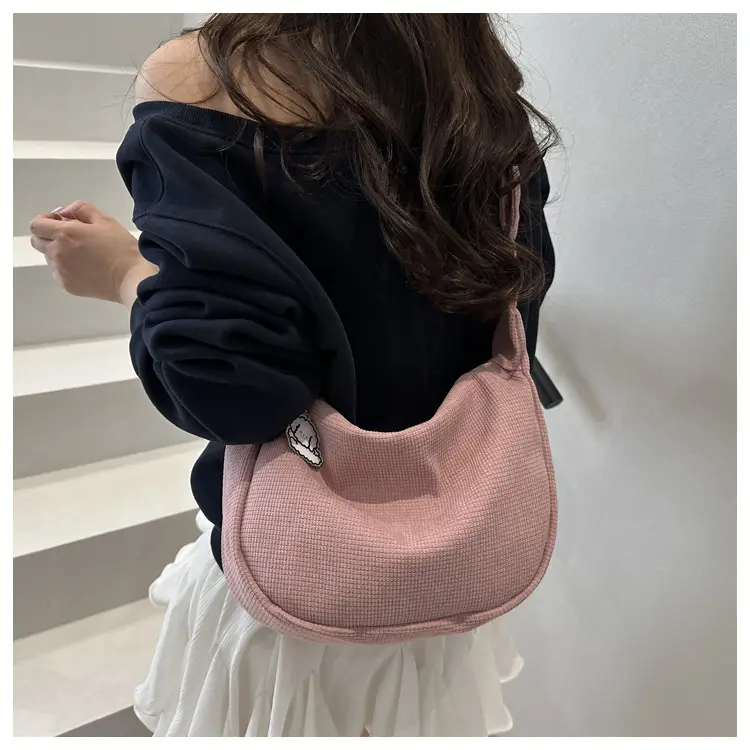 Corduroy Lazy Style Yellow Shoulder Crossbody Bag for Women — feature 18