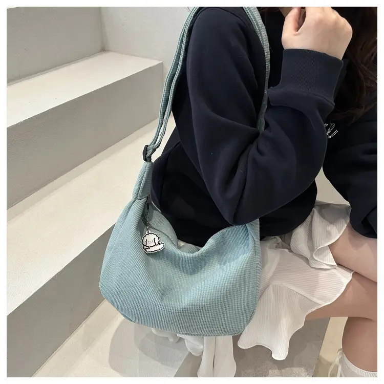 Corduroy Lazy Style Yellow Shoulder Crossbody Bag for Women — feature 19