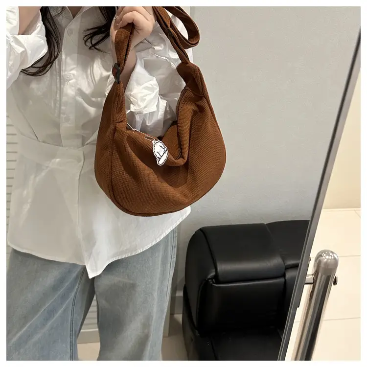 Corduroy Lazy Style Yellow Shoulder Crossbody Bag for Women — feature 25