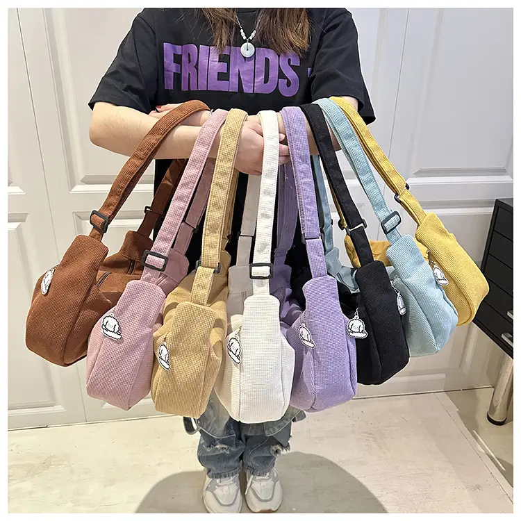 Corduroy Lazy Style Yellow Shoulder Crossbody Bag for Women — feature 39