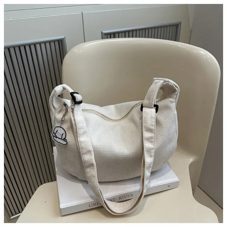 Corduroy Lazy Style Yellow Shoulder Crossbody Bag for Women - Image 2