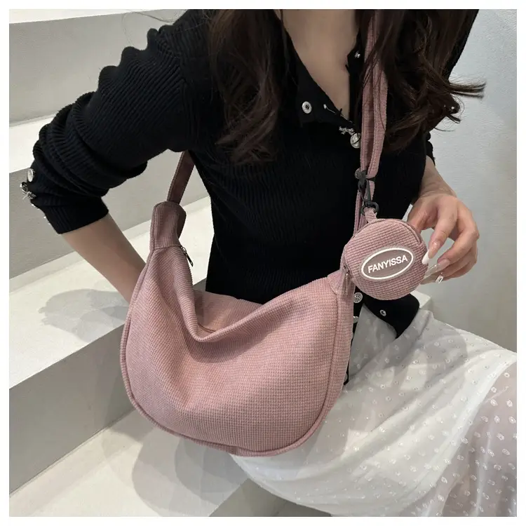 Brown Corduroy Women's Shoulder Crossbody Bag — feature 13