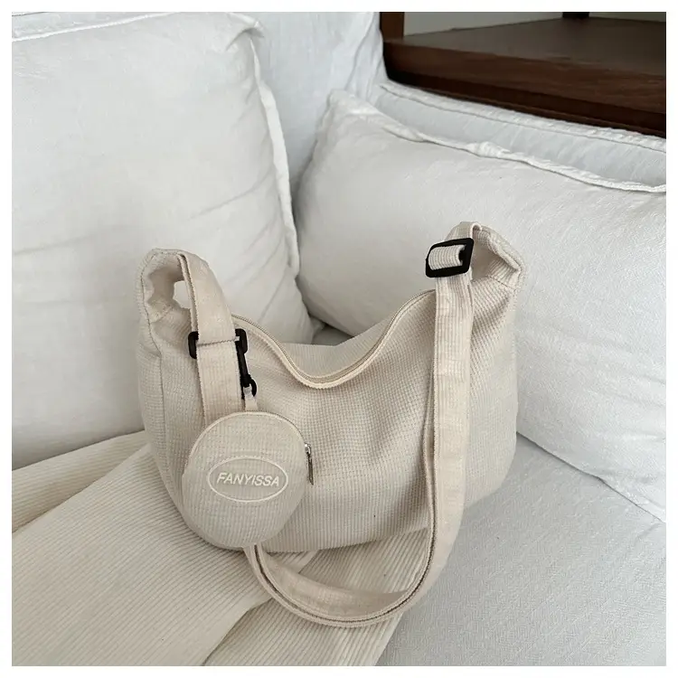 Brown Corduroy Women's Shoulder Crossbody Bag - Image 2