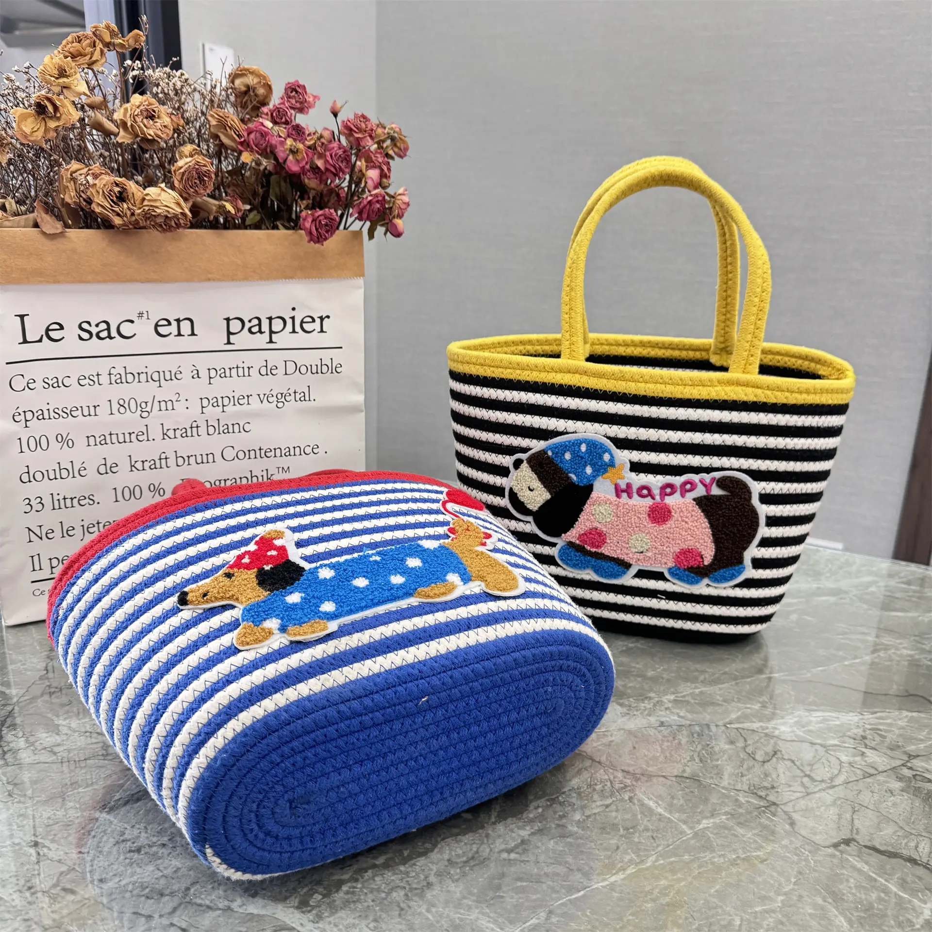 Outdoor Dachshund Woven Bag Large Capacity - Image 10
