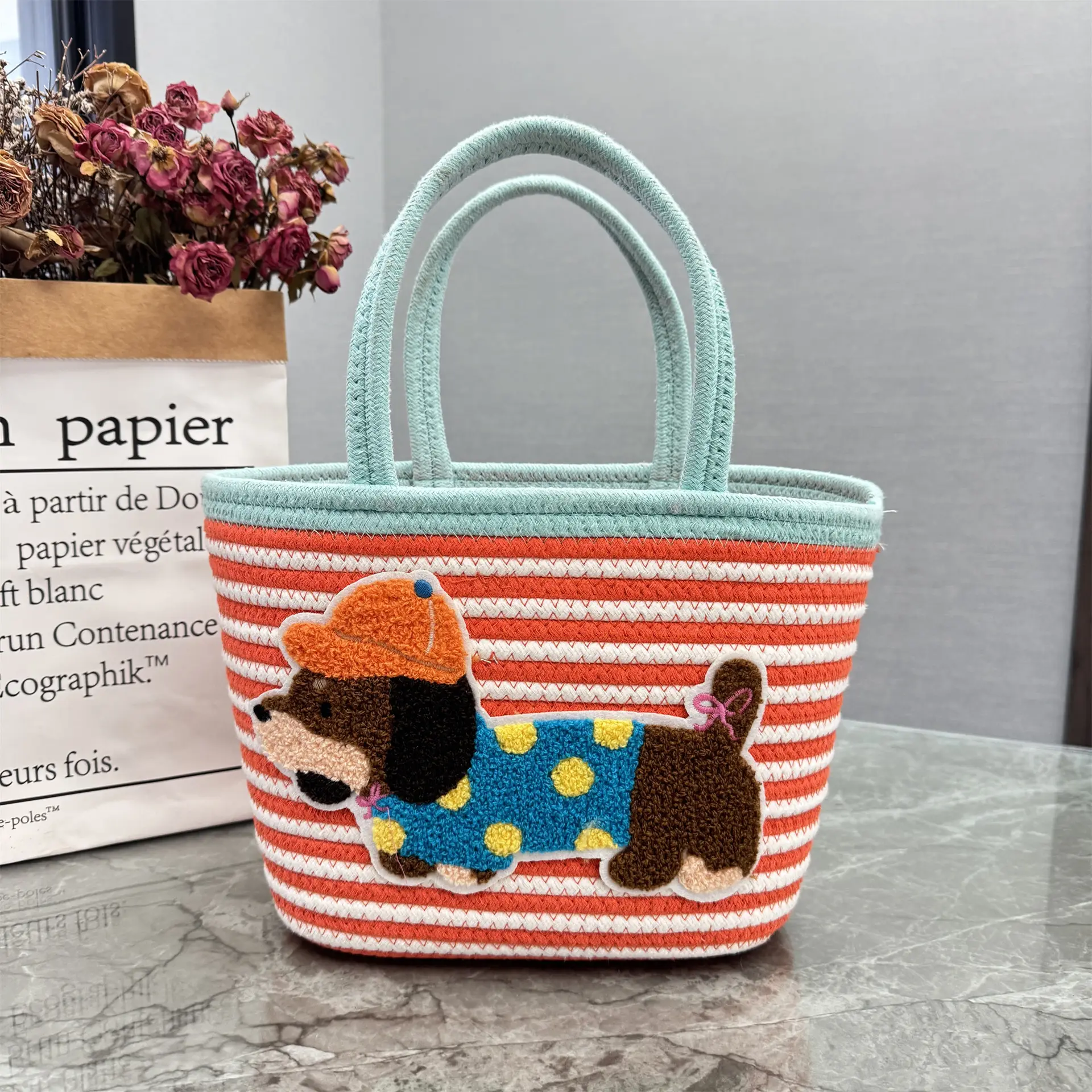Outdoor Dachshund Woven Bag Large Capacity - Image 3