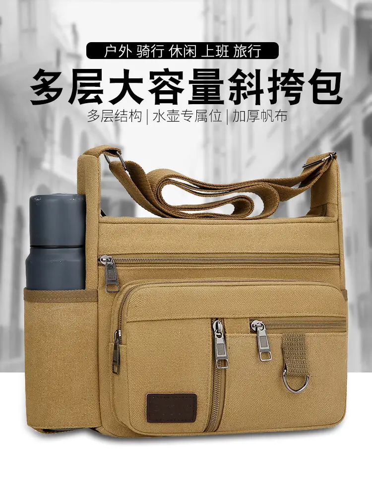 Men's Large Capacity Crossbody Bag Canvas Multi-Color — feature 2