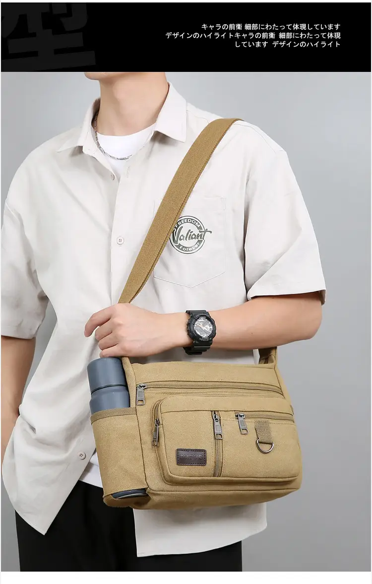 Men's Large Capacity Crossbody Bag Canvas Multi-Color — feature 22
