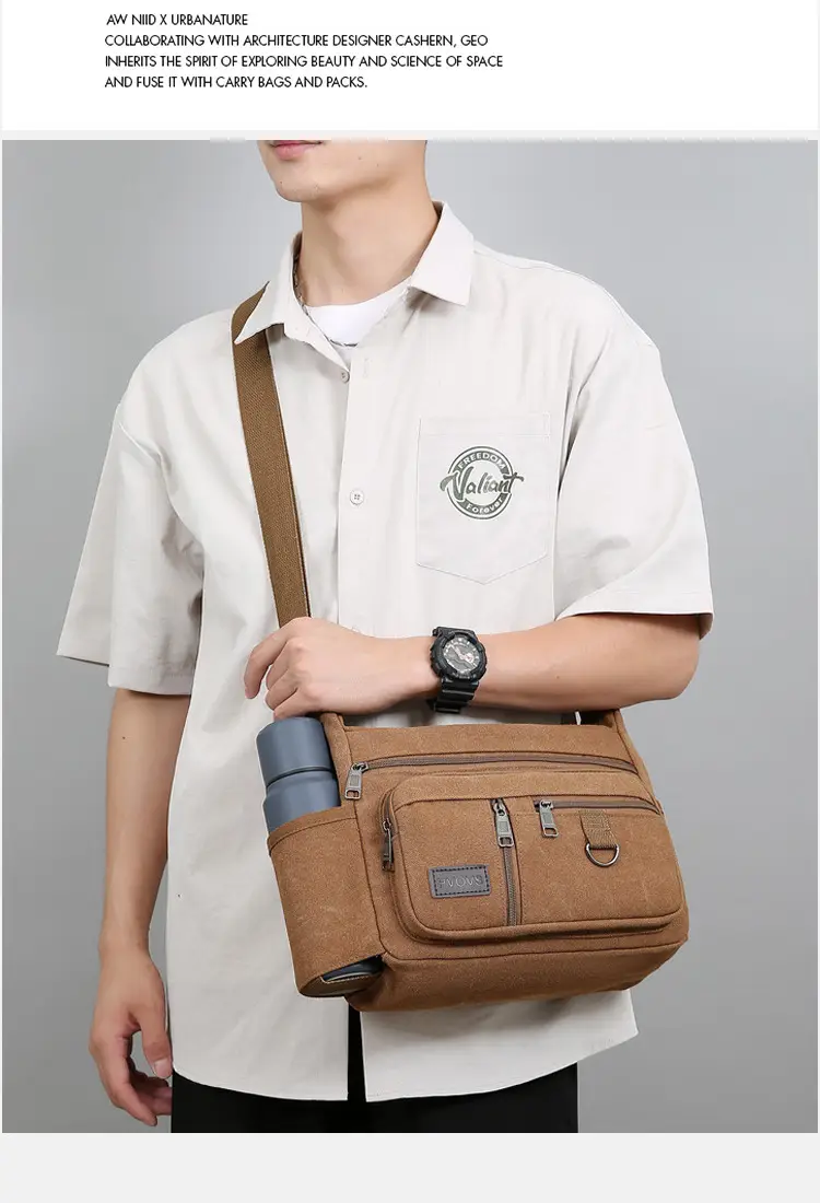 Men's Large Capacity Crossbody Bag Canvas Multi-Color — feature 25