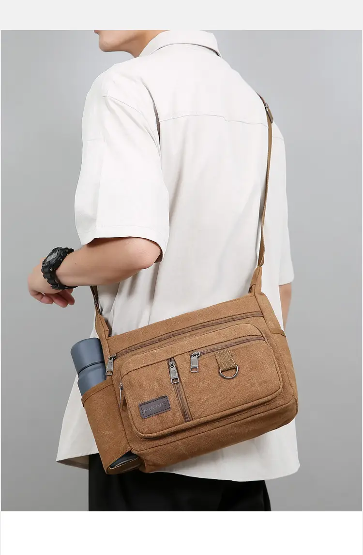 Men's Large Capacity Crossbody Bag Canvas Multi-Color — feature 26