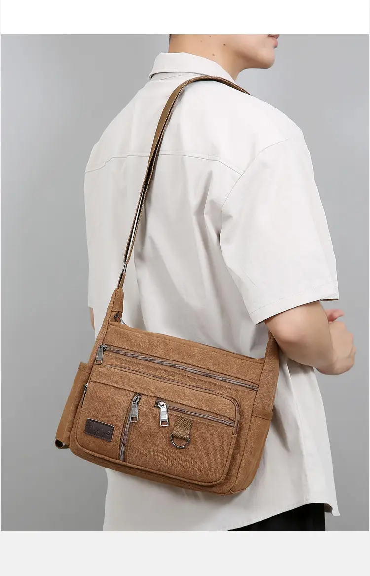 Men's Large Capacity Crossbody Bag Canvas Multi-Color — feature 28