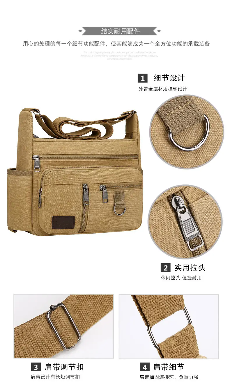 Men's Large Capacity Crossbody Bag Canvas Multi-Color — feature 3