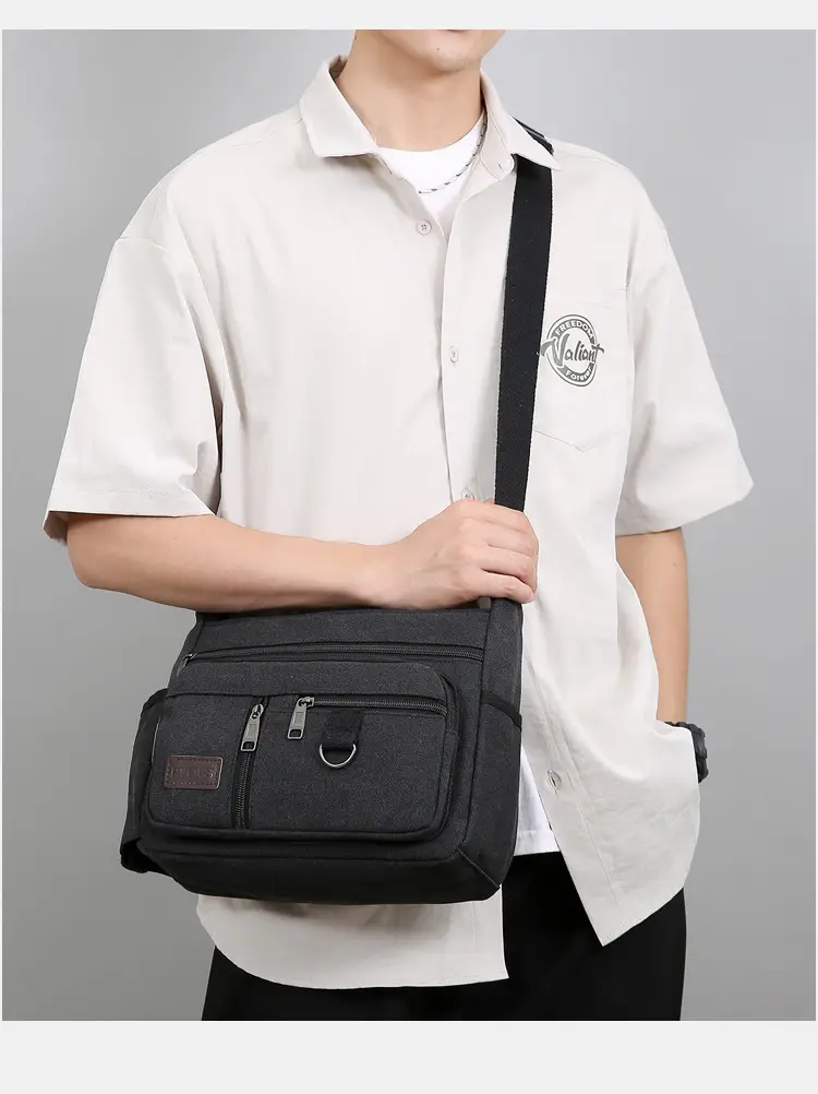 Men's Large Capacity Crossbody Bag Canvas Multi-Color — feature 34