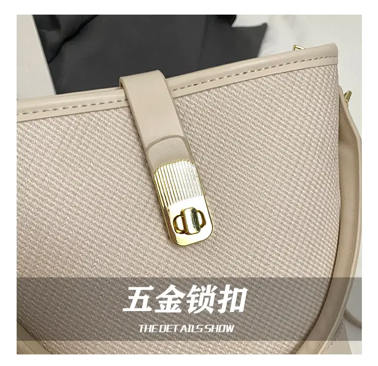 Women's Beige Mesh Crossbody Bag with Leather Strap — feature 15