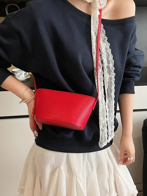 Women's Summer Shoulder Messenger Bag Beige Textured 2025 - Image 7