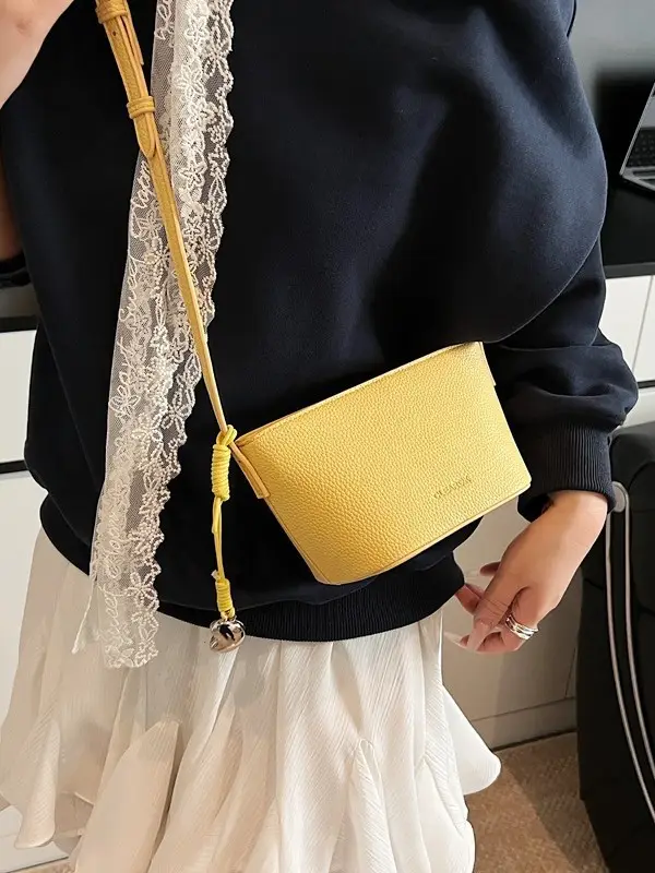 Women's Summer Shoulder Messenger Bag Beige Textured 2025 - Image 9